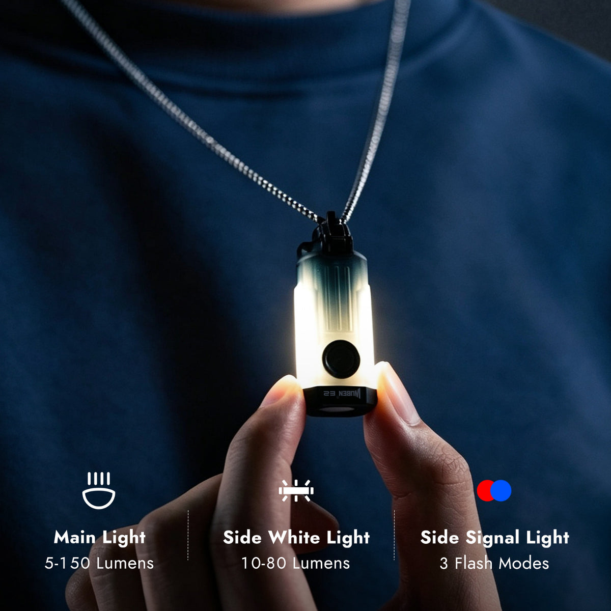 Rechargeable Mini Keychain Flashlight 150LM Waterproof RGB Magnetic LED