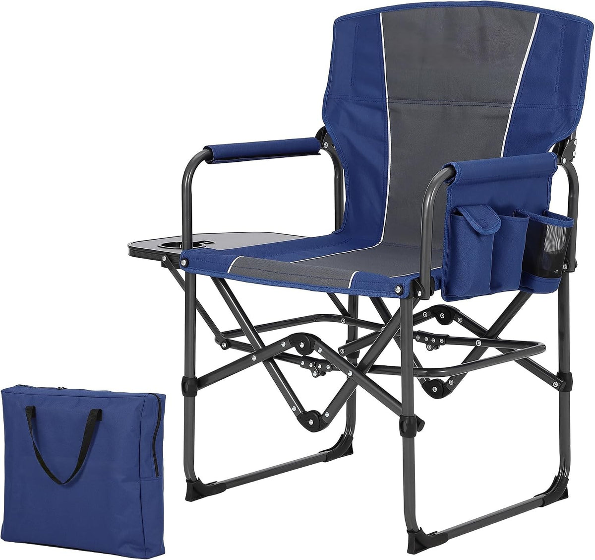 Heavy Duty Oversized Camping Chair with Side Table & Support 400LB