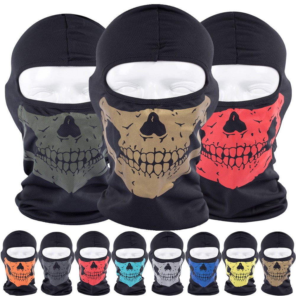 Full Face Ski Mask Balaclava with Reflective Skull Print for Cycling & Outdoor Sports