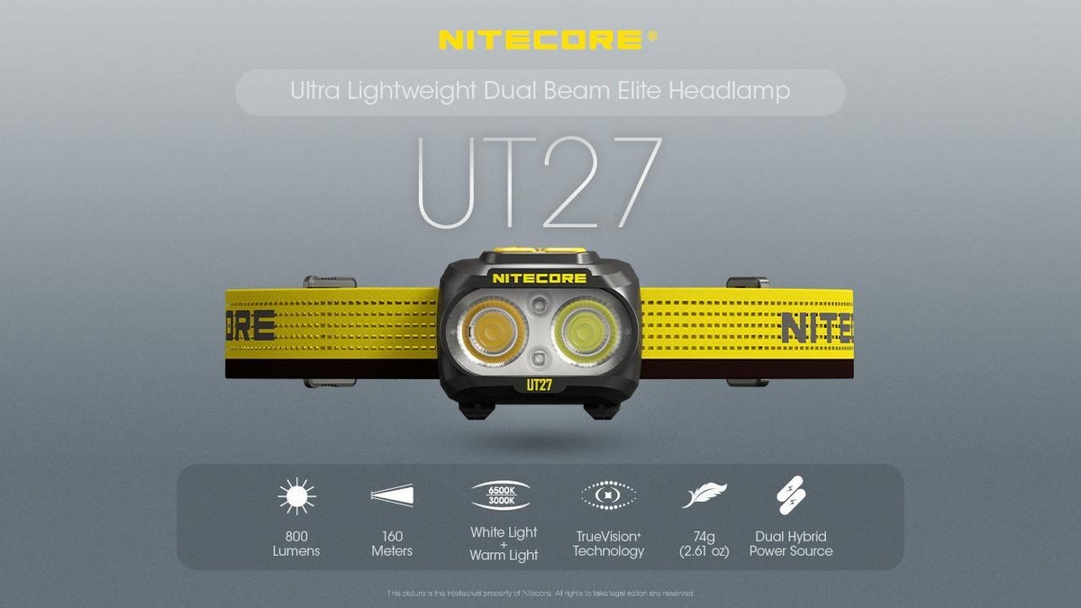 Nitecore UT27 800 Lumens Lightweight Headlamp with Triple Output and USB-C Rechargeable Battery