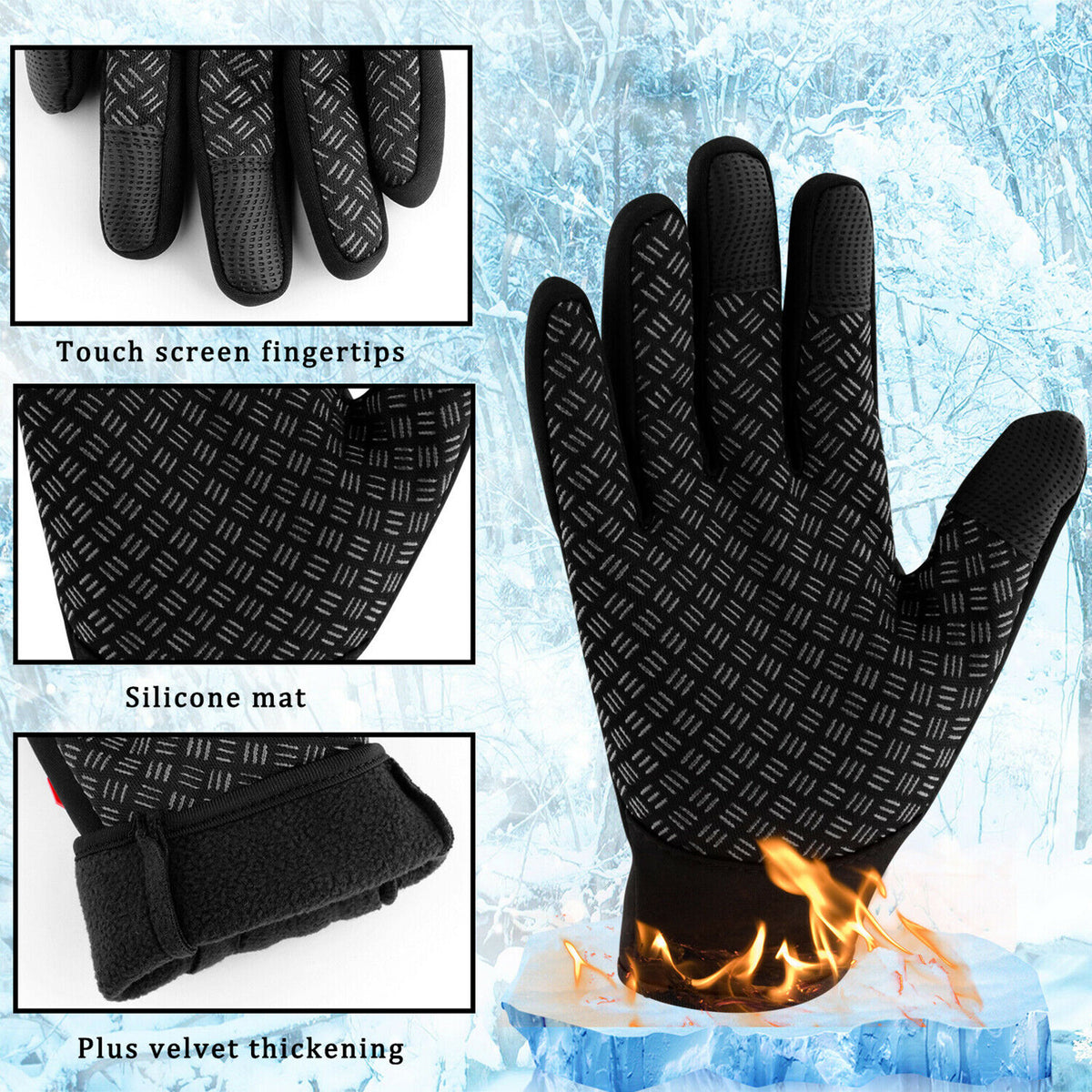 Winter Waterproof Touch Screen Gloves for Outdoor Sports - Thermal Windproof Mittens