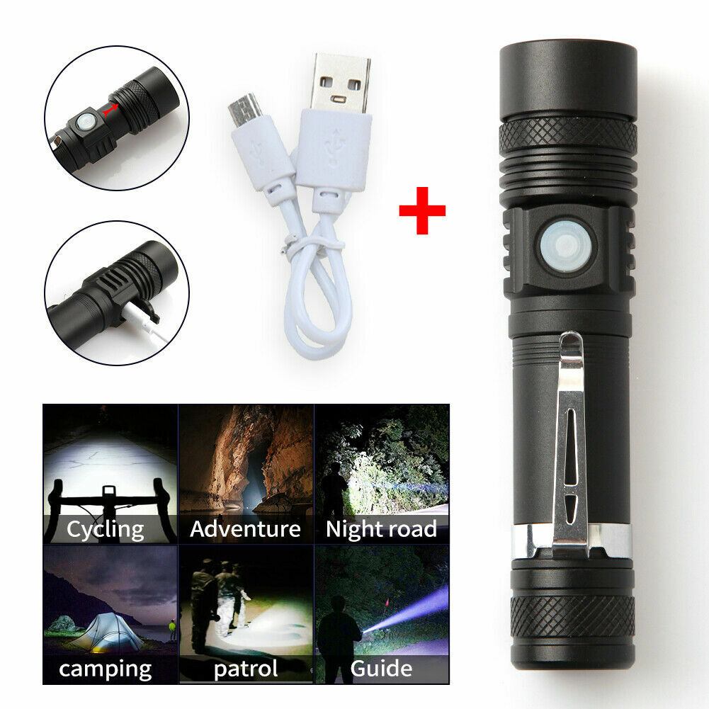 Rechargeable LED Tactical Flashlight with Zoom and Multiple Modes