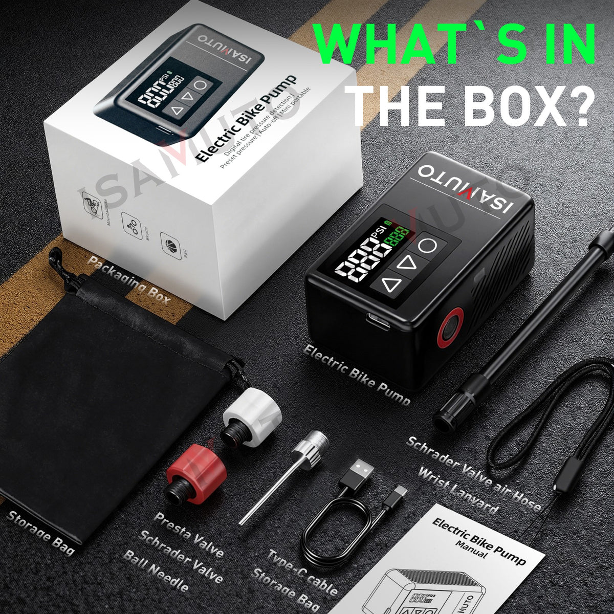 Mini Bike Pump Portable 120 PSI Rapid Inflation with LED Light