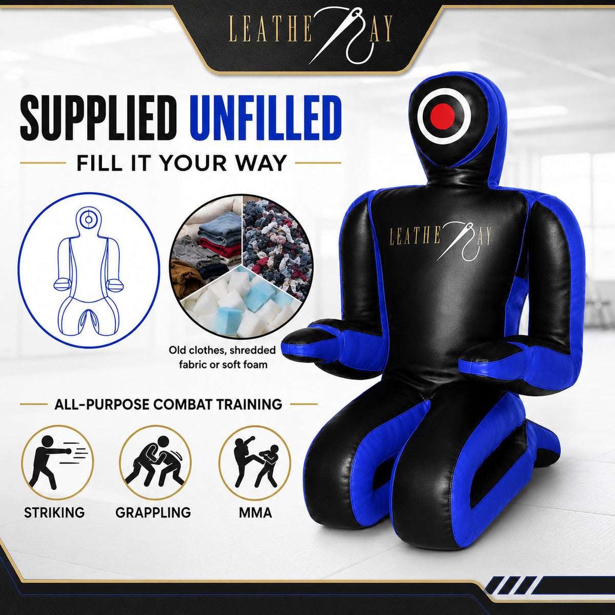 Martial Arts Grappling Dummy Unfilled Vinyl Training Target for MMA Jiu Jitsu Wrestling