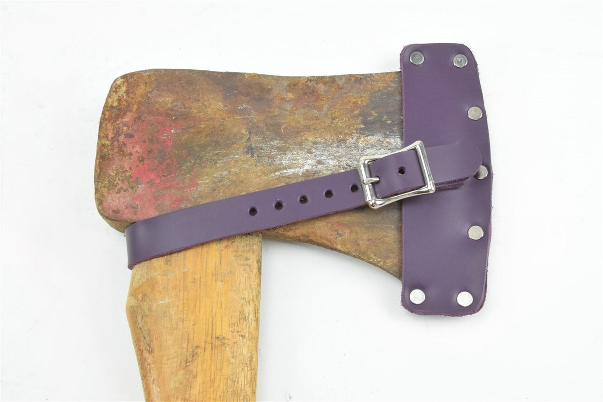 Leather Axe Sheath for 4-3/4-Inch Single Bit Axe - Amish Handmade Purple