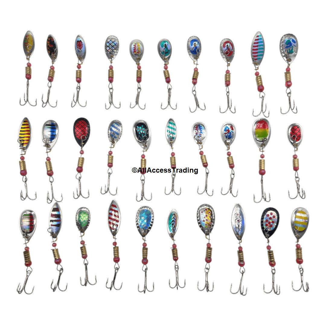 30-Piece Fishing Spinner Lures Set with Tackle Box for Freshwater and Saltwater