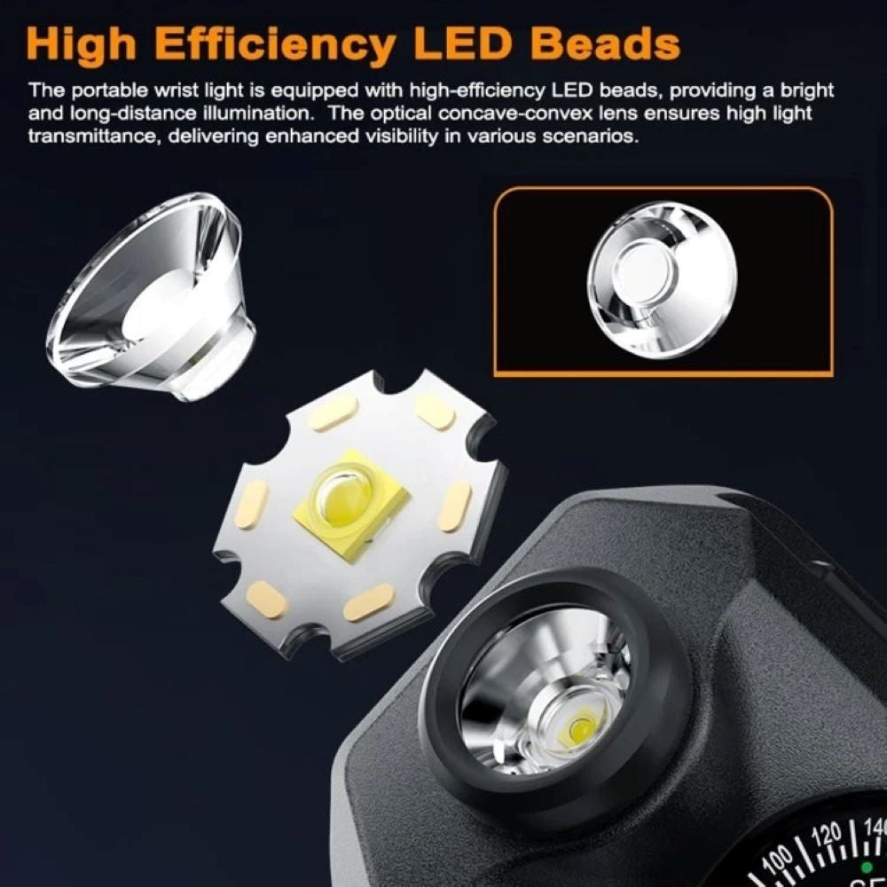 LED Wrist Light with Compass for Running Hiking Camping Outdoor Activity