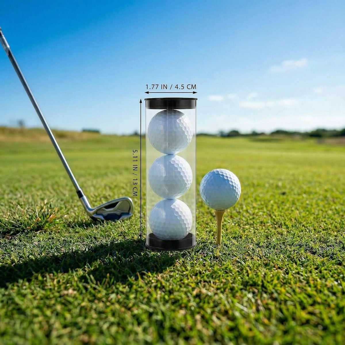 Golf Ball Display Tube Set with Caps - Clear PVC, Multi Color, 4 Pack