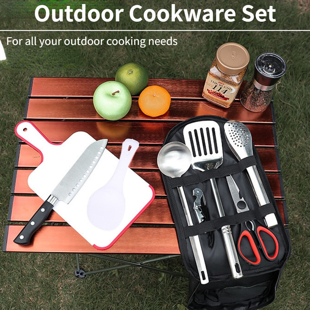 Camping Cookware Set with Utensils - Portable Outdoor Kitchen Kit