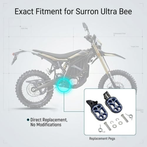 Widen Foot Pegs with Stainless Steel Teeth for Surron Ultra Bee - Black