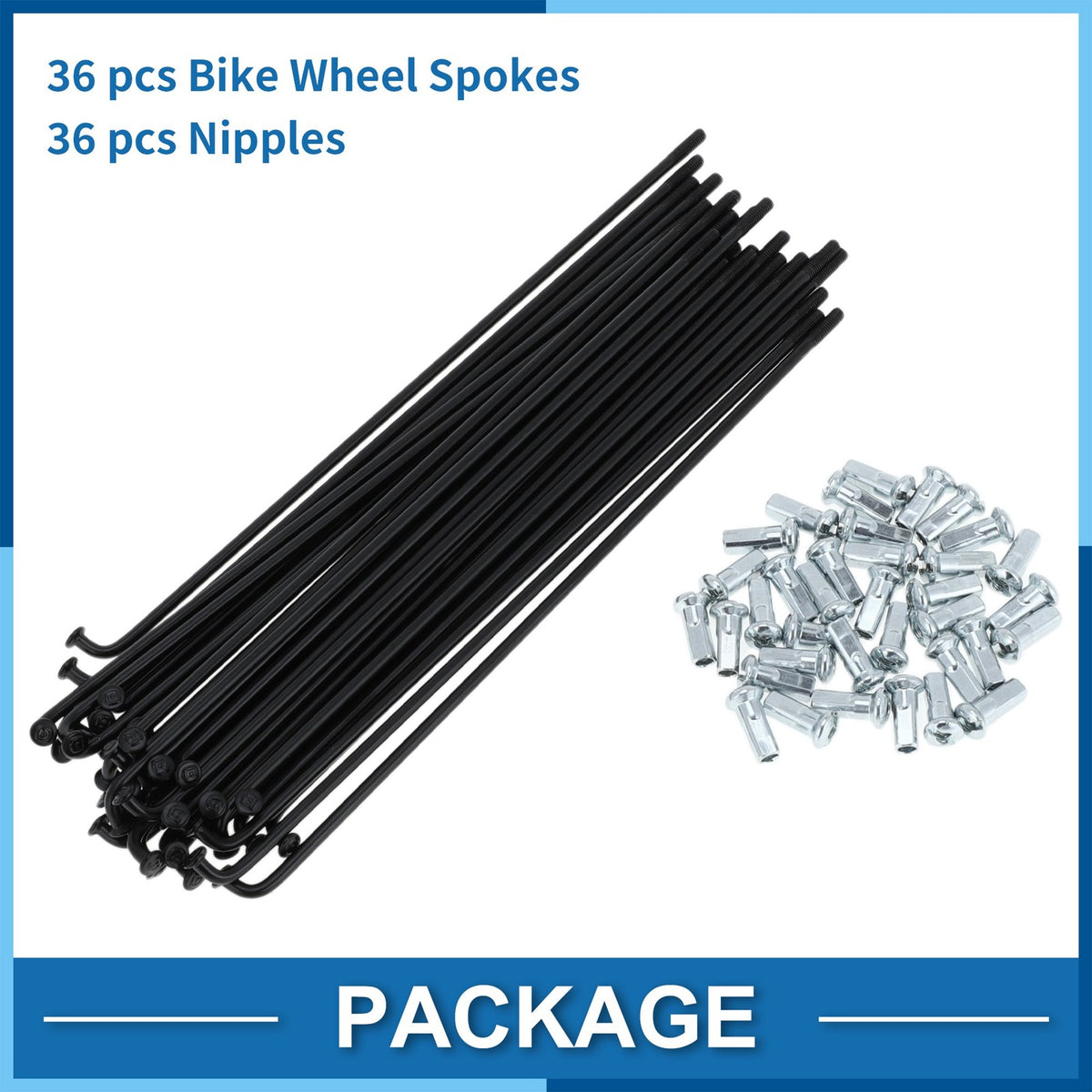12G 170mm Bicycle Spokes and Nipples Set - Carbon Steel Wheel Replacement