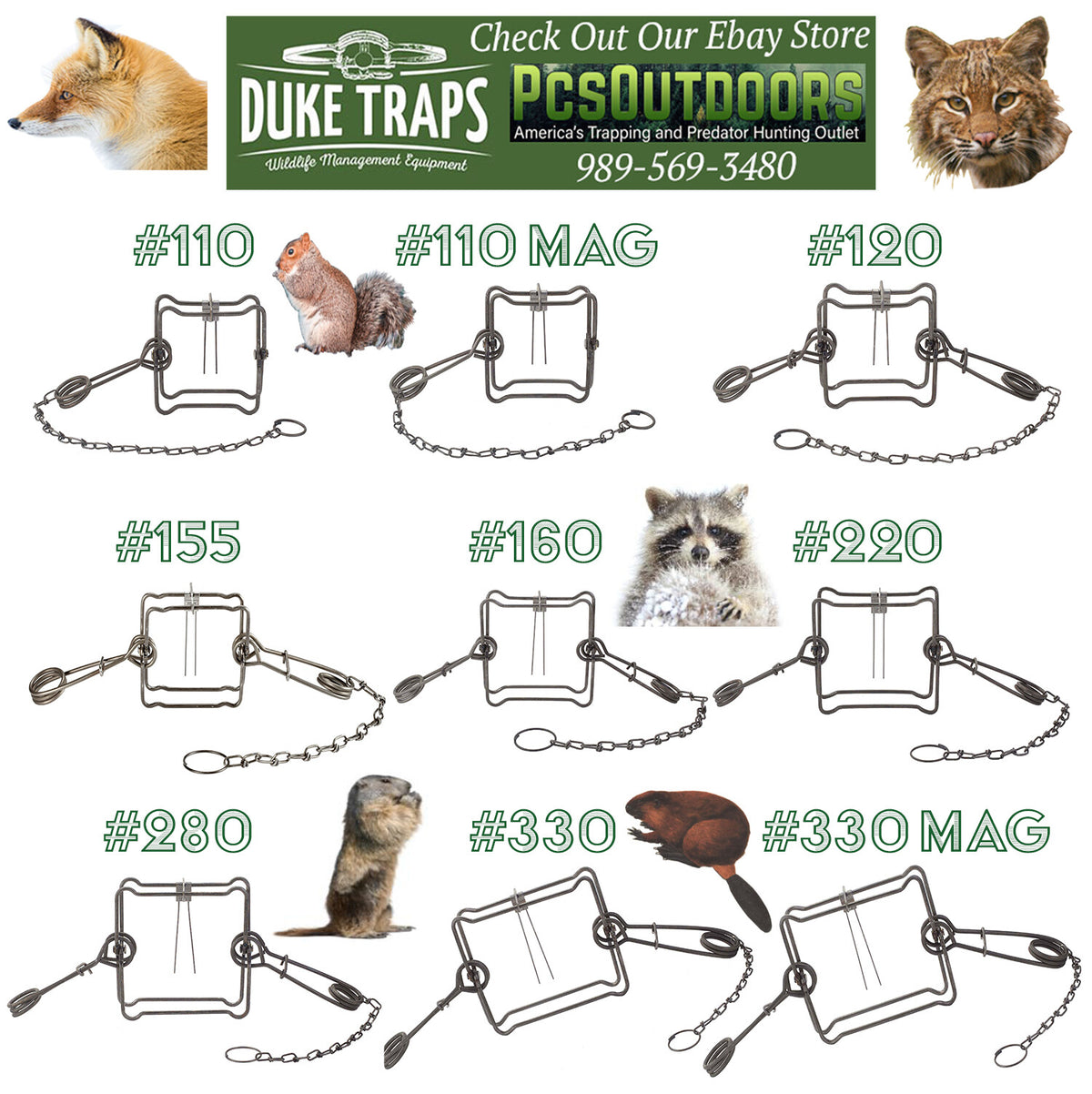 Duke Body Grip Animal Traps for Wildlife Control – Multiple Sizes & Quantities
