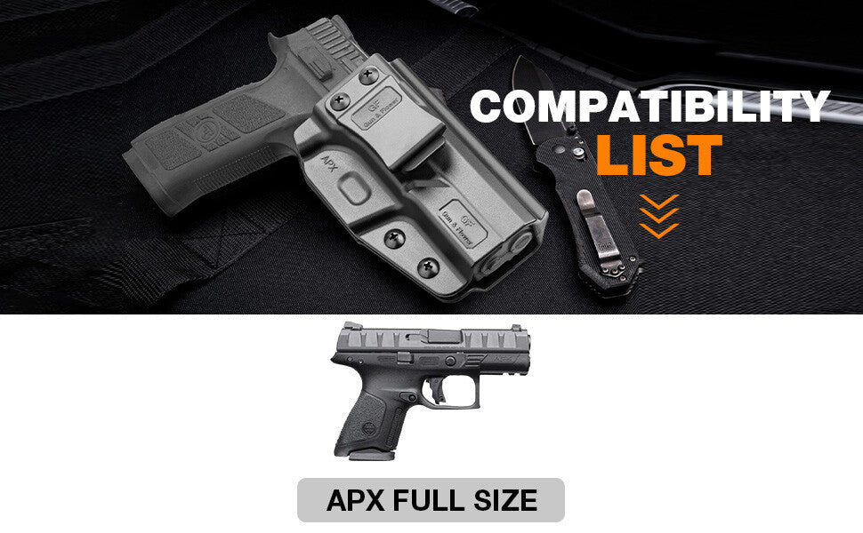 Polymer IWB Holster for Beretta APX Full Size 9mm & .40 - Inside Waistband Concealed Carry