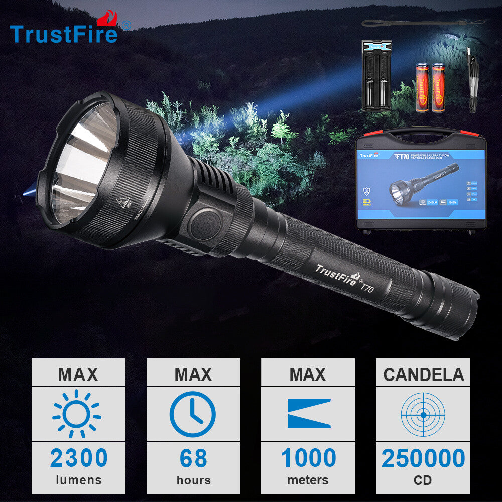 Waterproof Tactical Flashlight 2300 Lumens Hunting & Searchlight