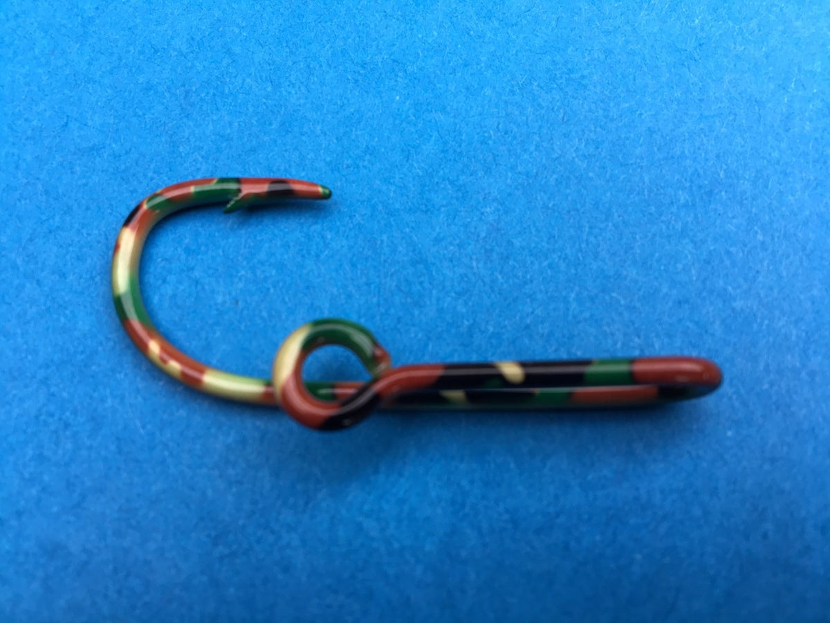 Fishing Hook Hat Pins Set - Gold, Camo & USA Flag Lapel Pins, Money Clips