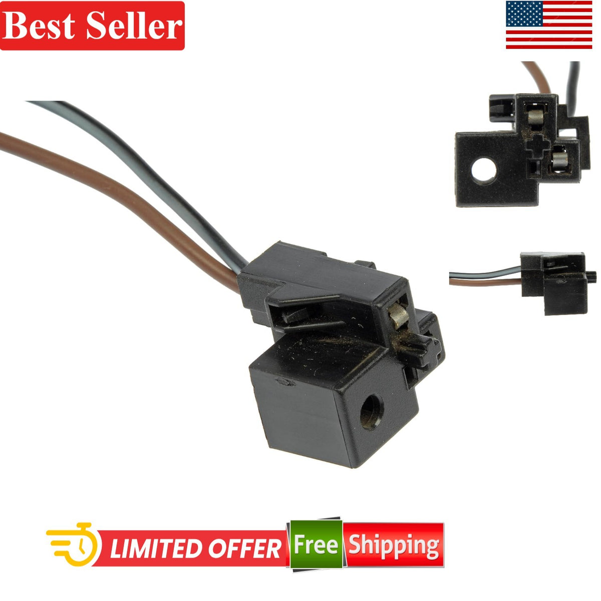 Automotive Headlamp Socket for 4703 Bulb - 2-Wire Replacement Connector