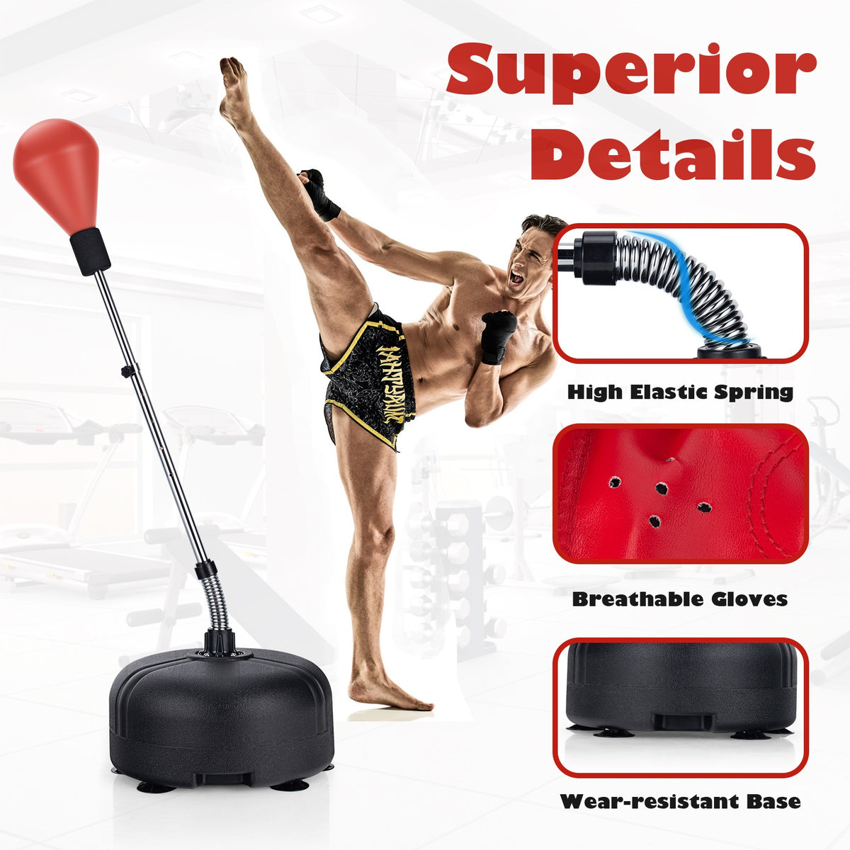 Adjustable Freestanding Punching Bag with Stand and Boxing Gloves for Kids and Adults