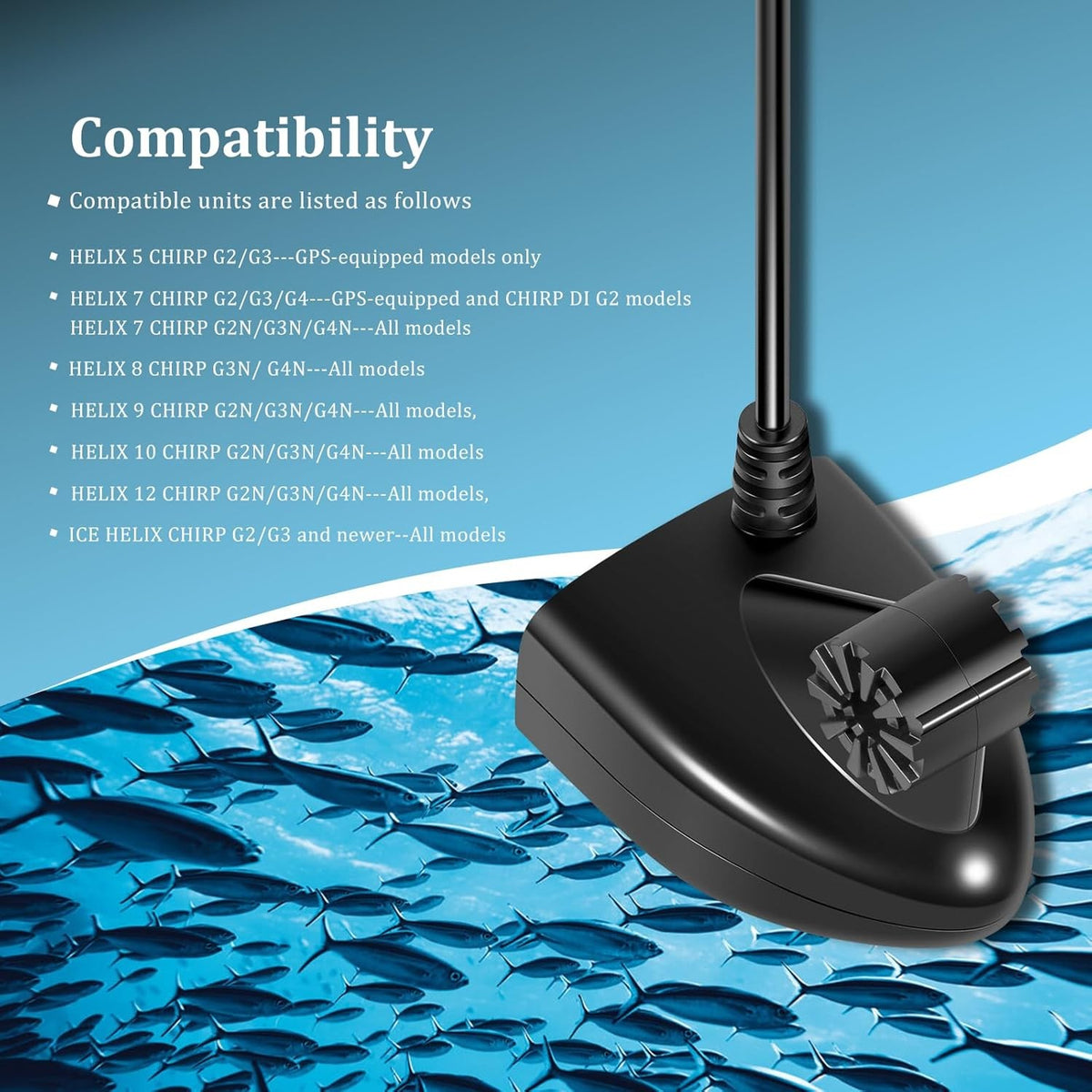 Marine Fish Finder Transducer for Humminbird Helix 5-12 with Temp Sensor