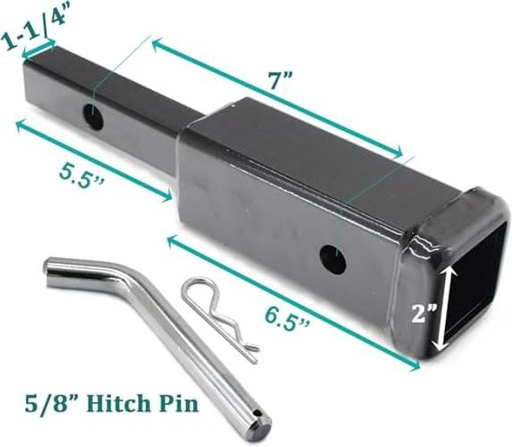 1-1/4" to 2" Trailer Hitch Adapter Receiver, fits for 1-1/4 Inch