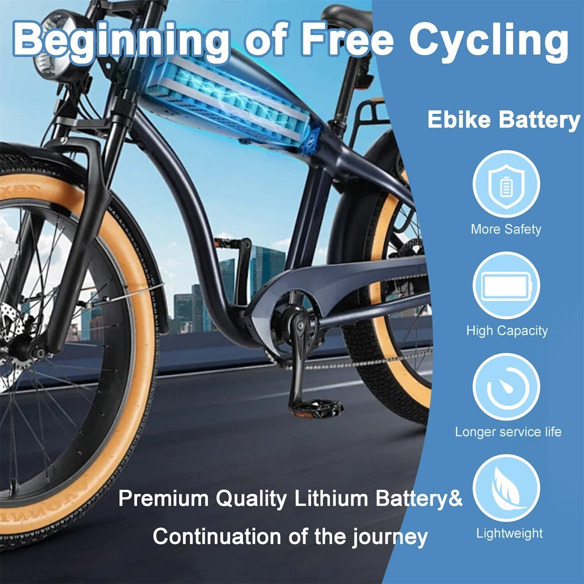 48V Lithium Ebike Battery for 200W-1500W Electric Bicycle Scooter Motor