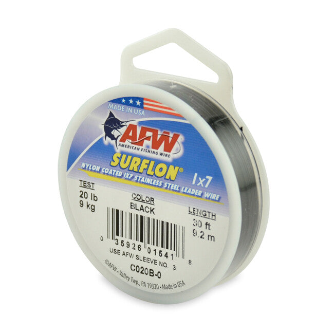 20lb Test Black Coated Stainless Steel Fishing Wire 30 Feet Leader