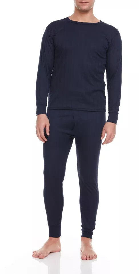 Men's Cotton Fleece-Lined Thermal Underwear Set - Winter Base Layers