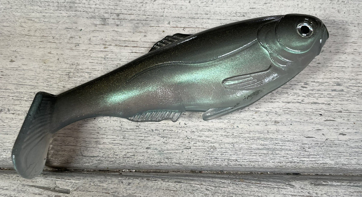 4-Inch Weedless Soft Plastic Swimbait - Green Gizzard Shad, Pack of 2