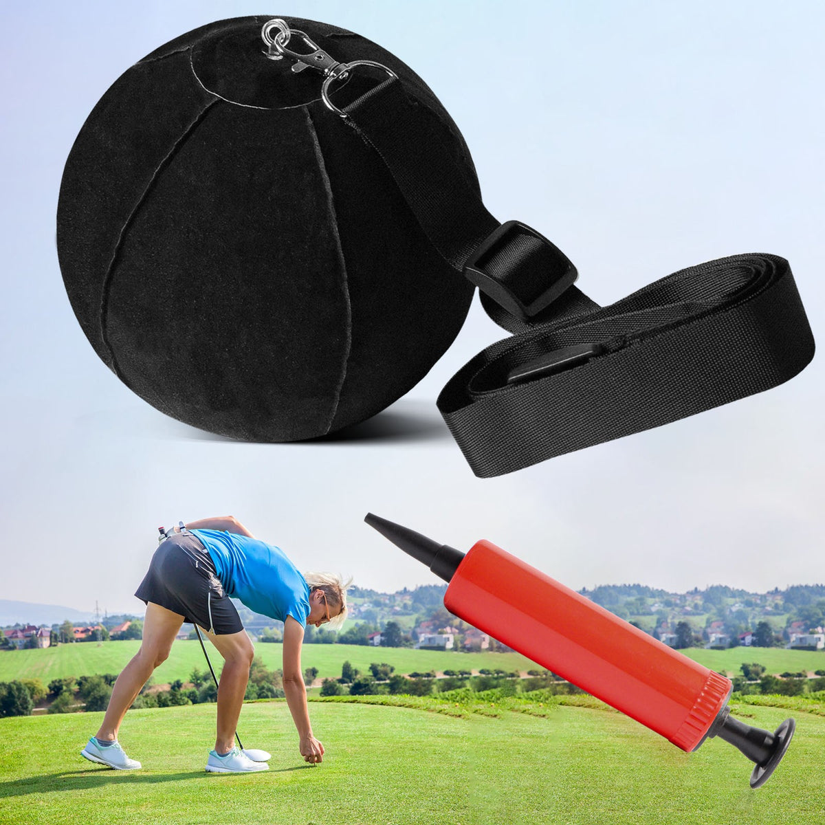 Portable Golf Swing Trainer Ball - Adjustable Practice Aid for Beginners