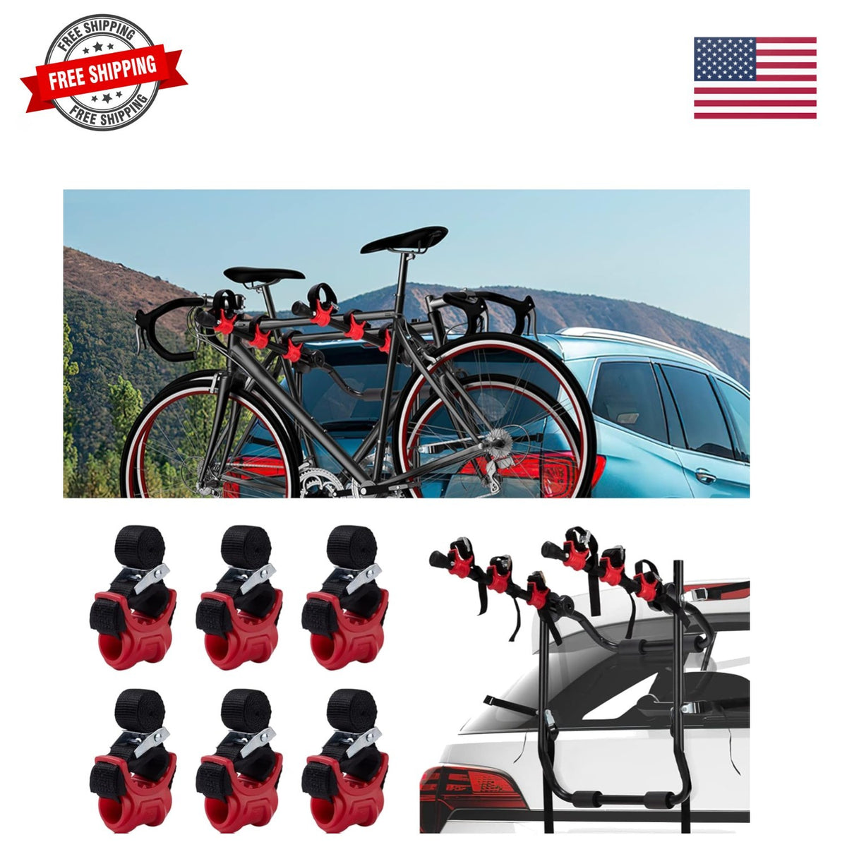 6Pcs/Set Bike Rack Hitch Mount Bicycle Car Strap Replacement Cradle...