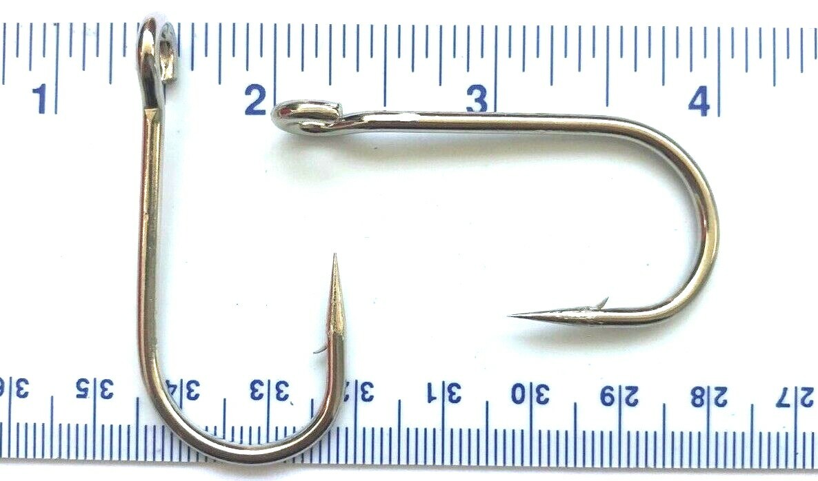 25 6X Strength Nickel Plated Open Eye Siwash Fishing Hooks Size 5/0