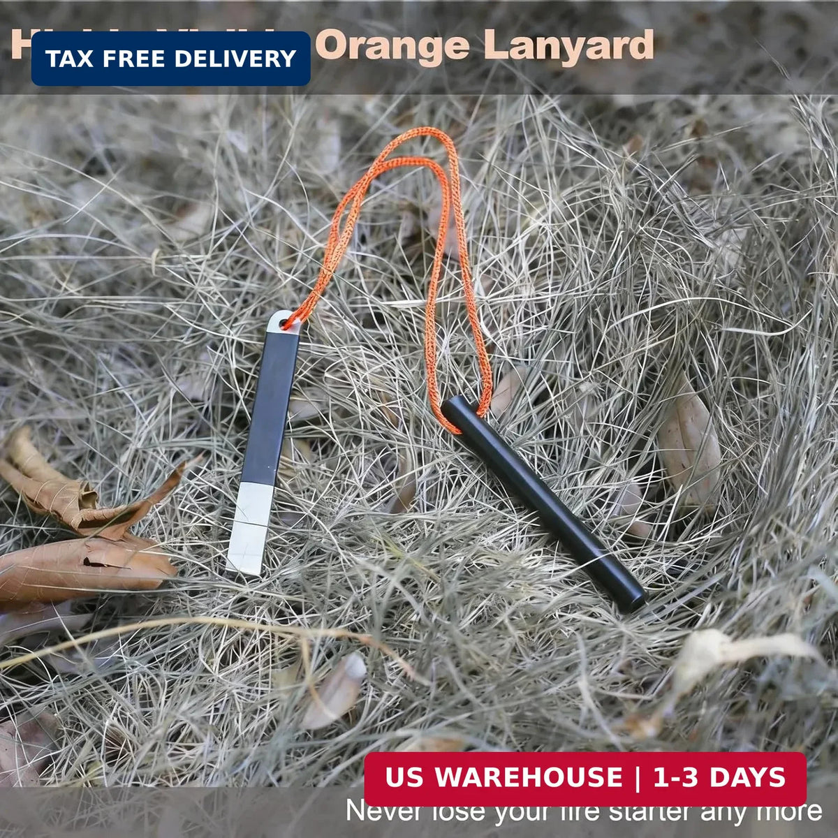 4-Inch Waterproof Ferro Rod Fire Starter Kit with Striker for Camping