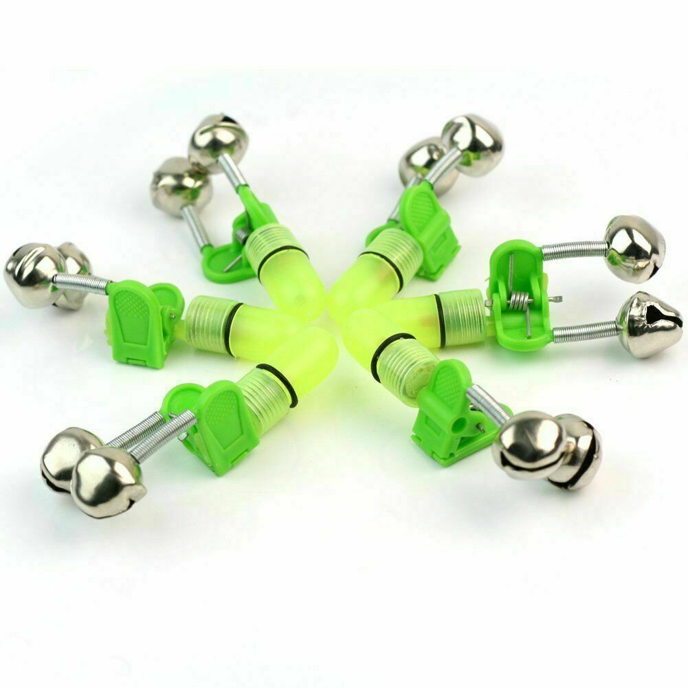 LED Night Fishing Bite Alarm Bells Set for Rod Tip Alert - Waterproof