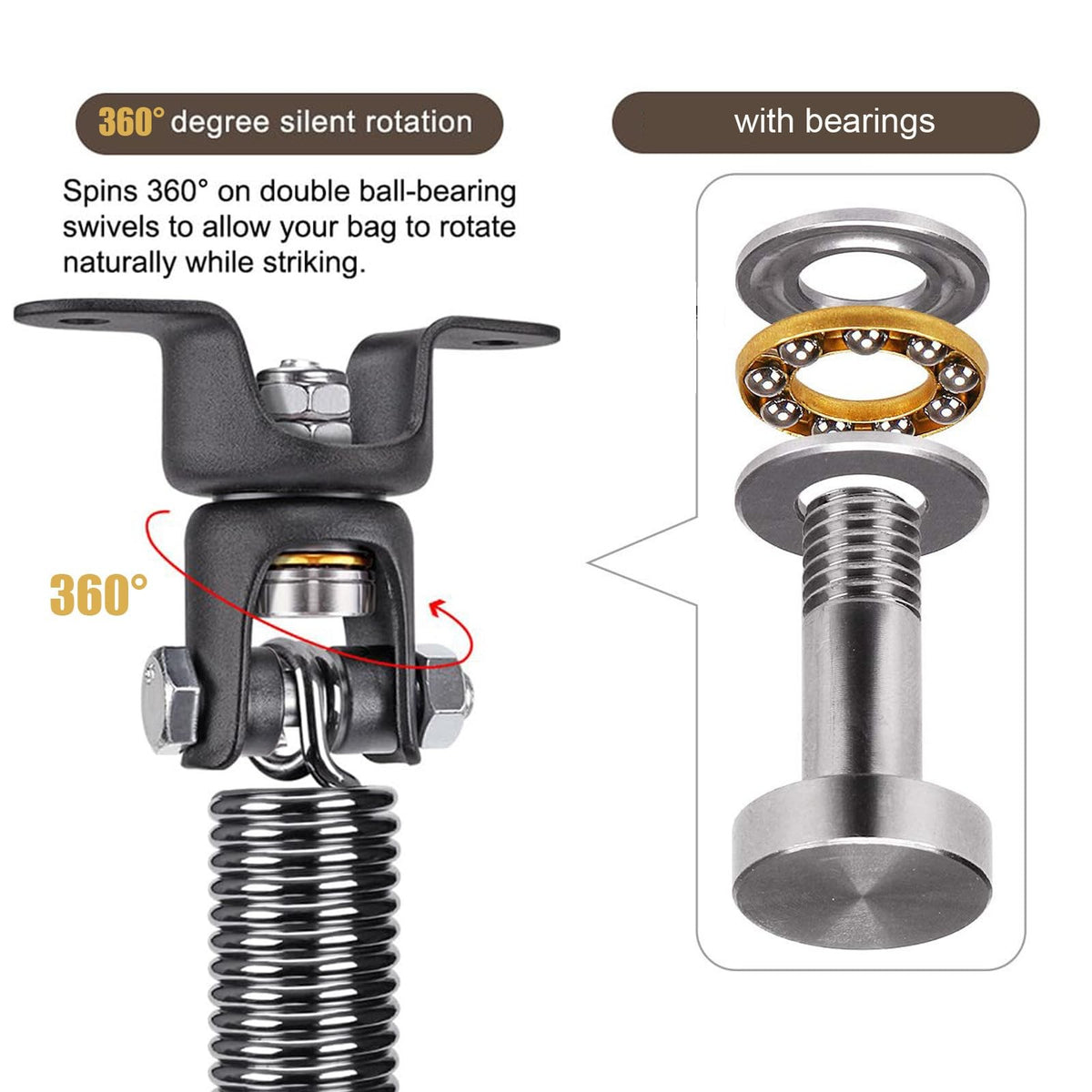 Heavy Duty Boxing Bag Hanger with Spring 360° Swivel Support 275 Lb Capacity