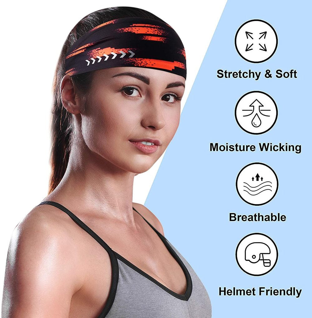 Reflective Sport Headband Moisture Wicking Hair Band for Running Cycling Yoga