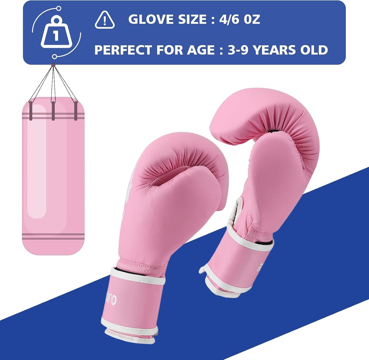 Kids Boxing Gloves 6oz with Adjustable Closure for Ages 3-9
