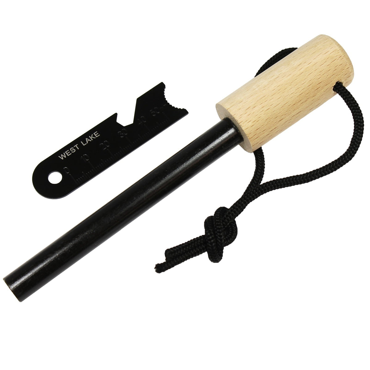 Heavy-Duty Ferrocerium Fire Starter Rod with Handle & Steel Scraper