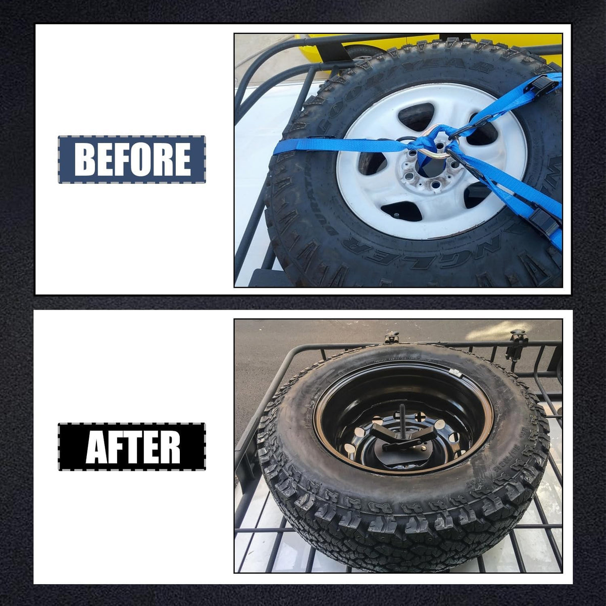 Universal Steel Roof Rack Spare Tire Carrier Lock for Up to 35-Inch Tires