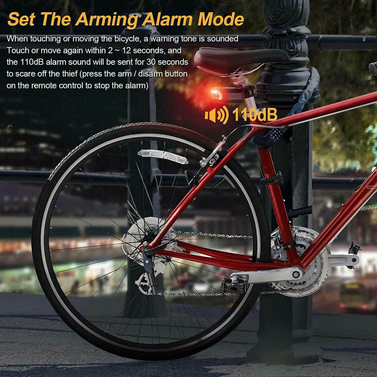 Wireless Bike Tail Light with Turn Signals & Brake Light - Waterproof, USB Rechargeable, 6 Modes