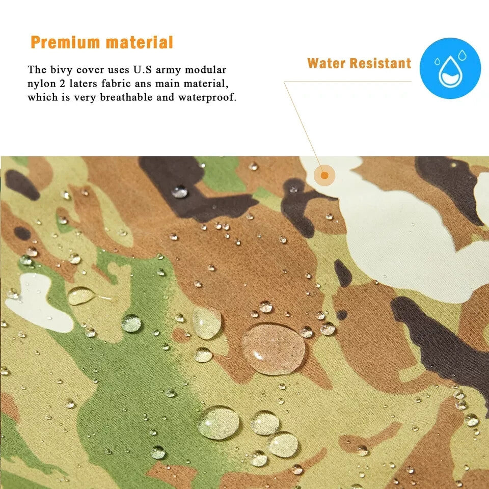 Waterproof Tactical Bivy Cover for Sleeping Bags - OCP Camouflage, Lightweight & Durable