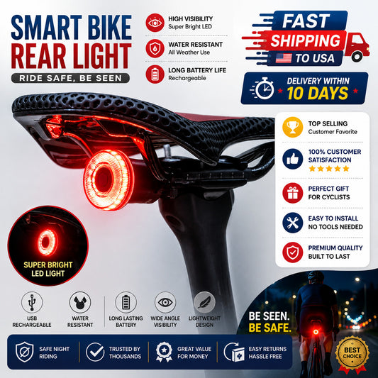 Rechargeable Smart Bike Tail Light with Brake Sensor Waterproof LED Lamp