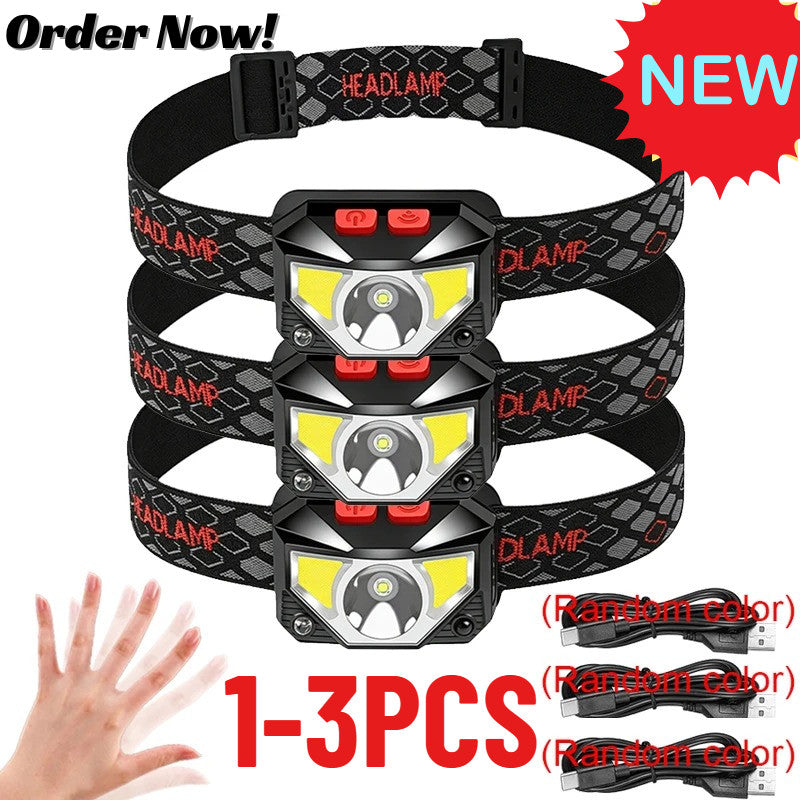 Rechargeable LED Headlamp with Red White Light Modes Waterproof Camping Light