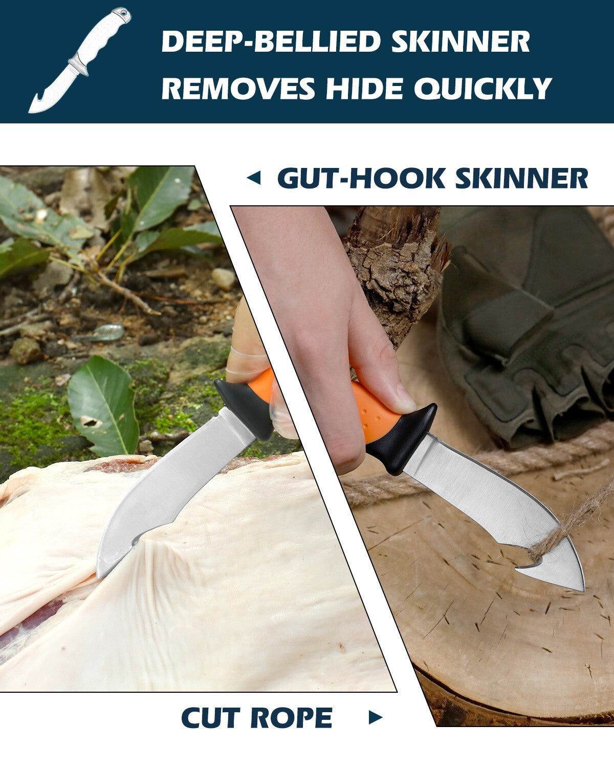 6-Piece Hunting Knife Set with Sharp Blades & Accessories for Field Dressing