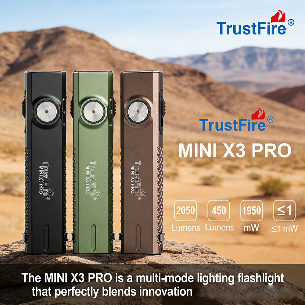 6-in-1 LED Flashlight with UV & Green Light - TrustFire X3-PRO, 2050 Lumens