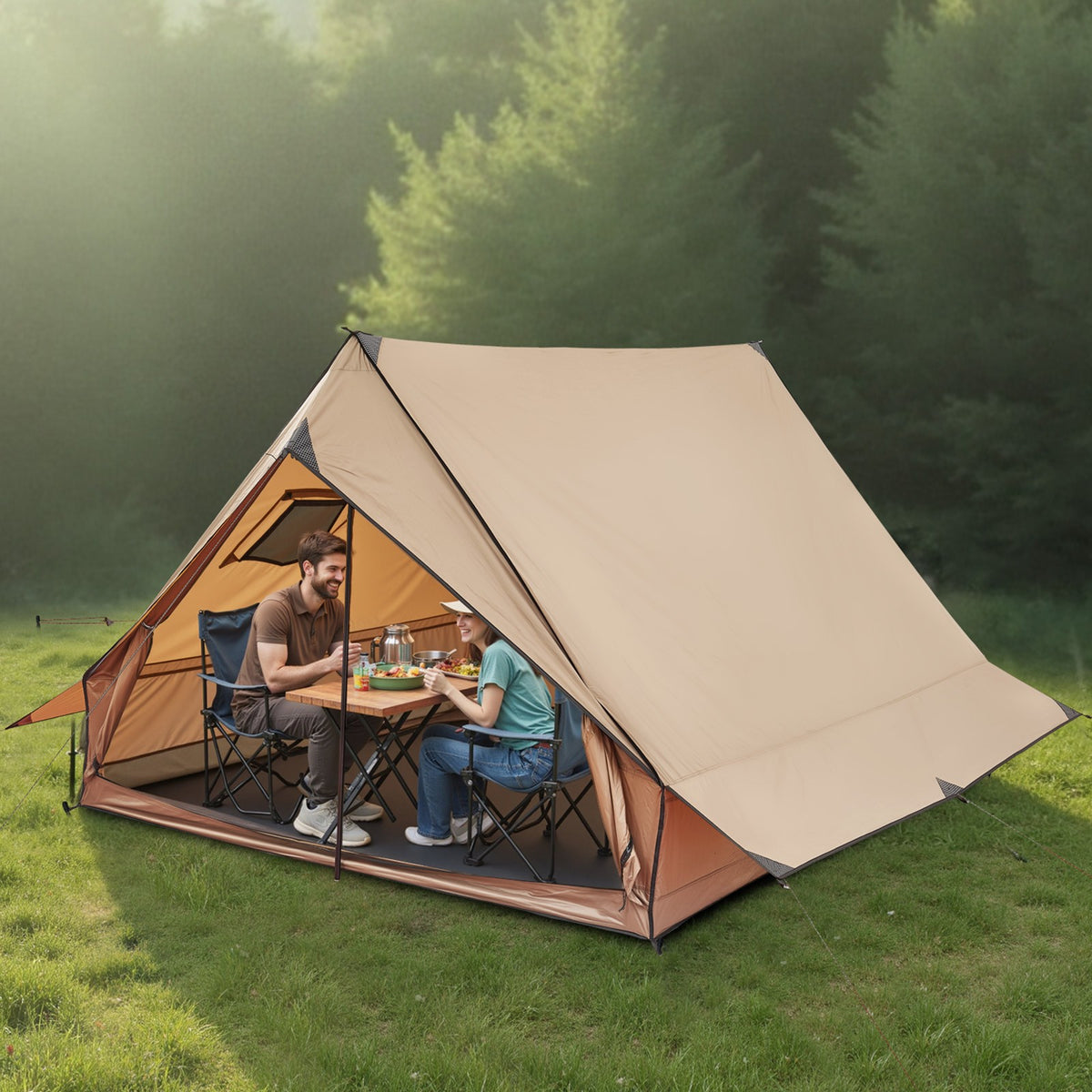 Lightweight 2-Person Camping Tent with Stove Jack and Ground Mat