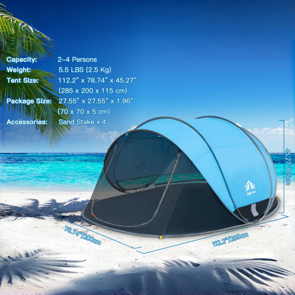 Portable Pop-Up Beach Tent Sun Shelter UPF 50+ for Family, 2-4 People