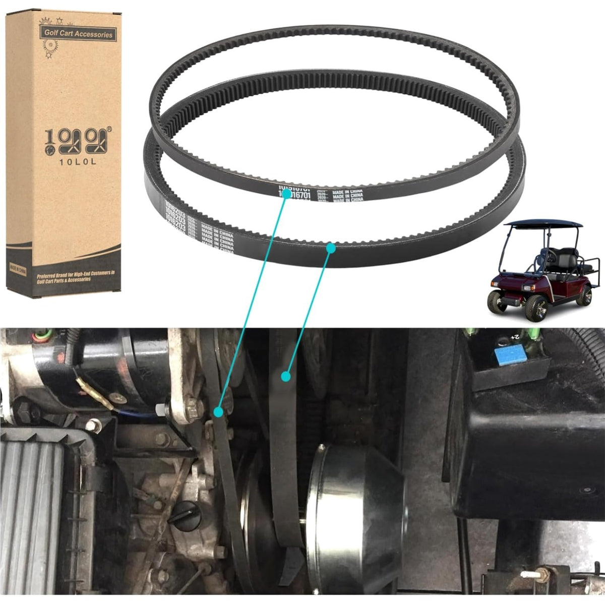 Golf Cart Clutch Drive Belt & Starter Belt Kit for Club Car DS & Precedent