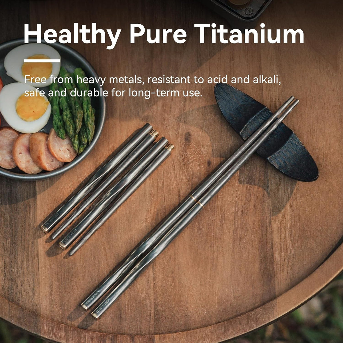 Titanium Foldable Reusable Camping Chopsticks - Lightweight & Durable Utensils
