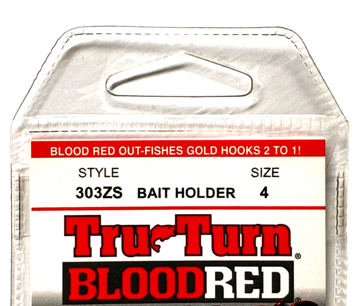 2 Packs Blood Red Size 4 Bait Holder Hooks - Fishing Accessories, 6 Count Each