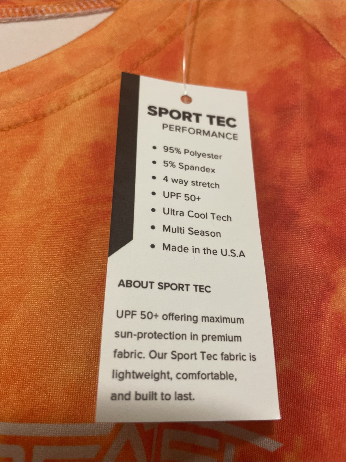 Men's Fishing Shirt - Redfish Crew Neck Sport Tec Orange XXXL
