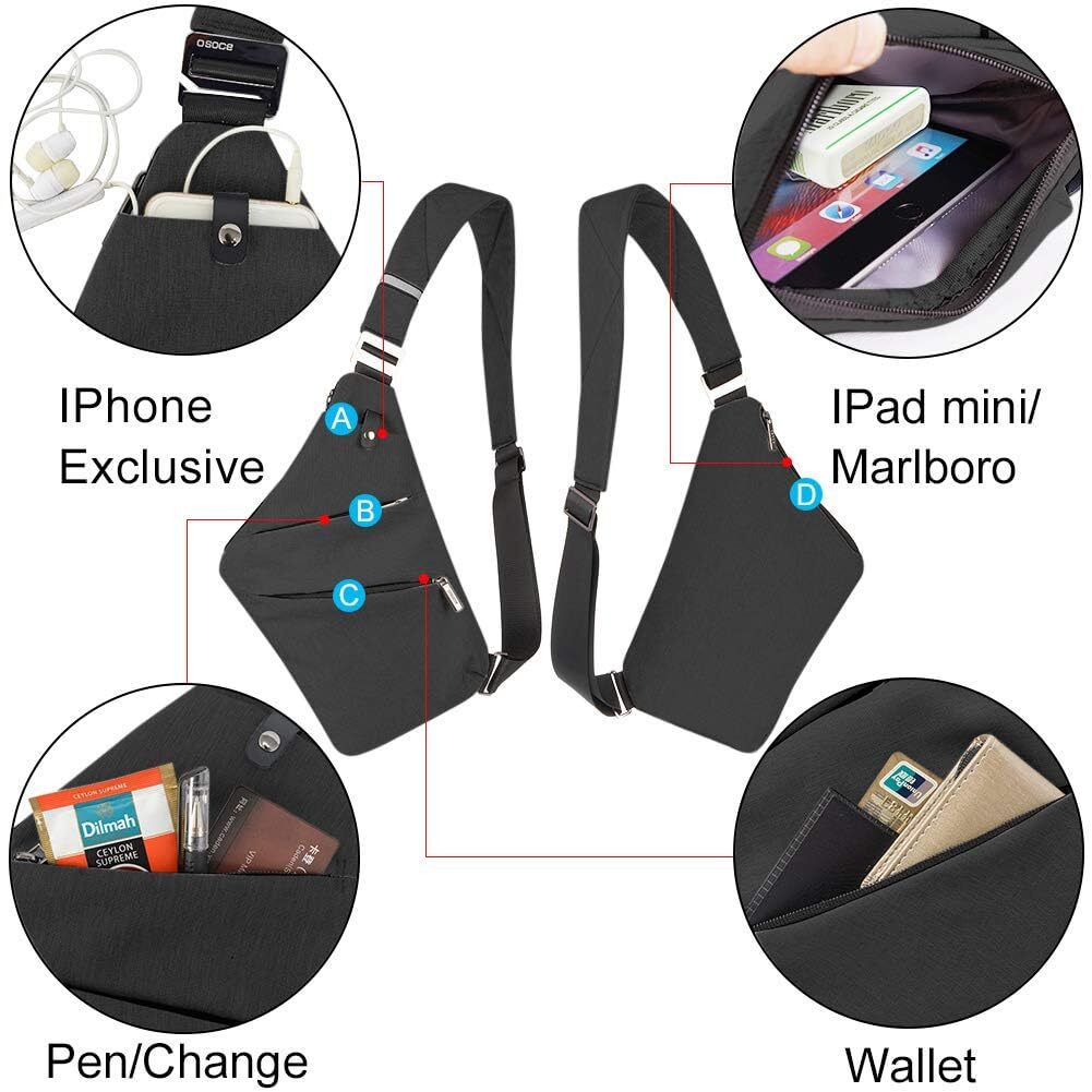 Lightweight Anti-Theft Crossbody Sling Bag for Women Men - Water-Resistant